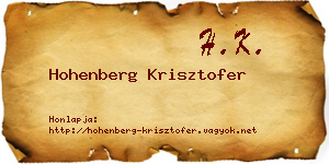 Hohenberg Krisztofer névjegykártya